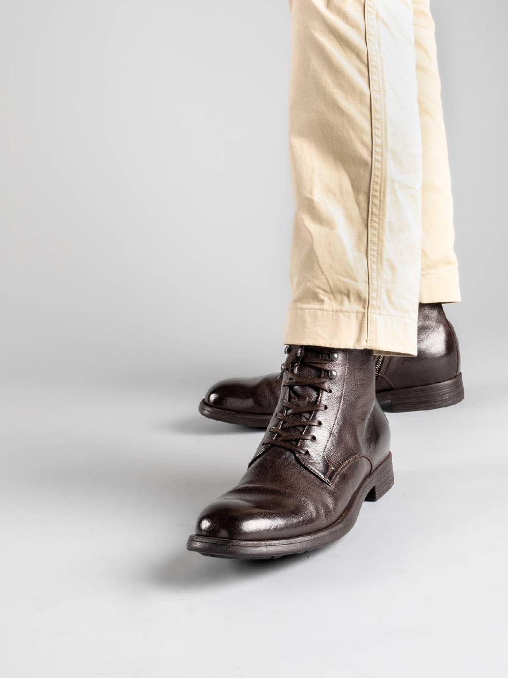 Officine Creative CHRONICLE 004 Stivali Stringati in Pelle Marrone Saldi