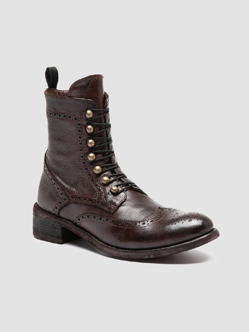 Officine Creative LISON 058 Stivali con Zip in Pelle Marrone Sconto