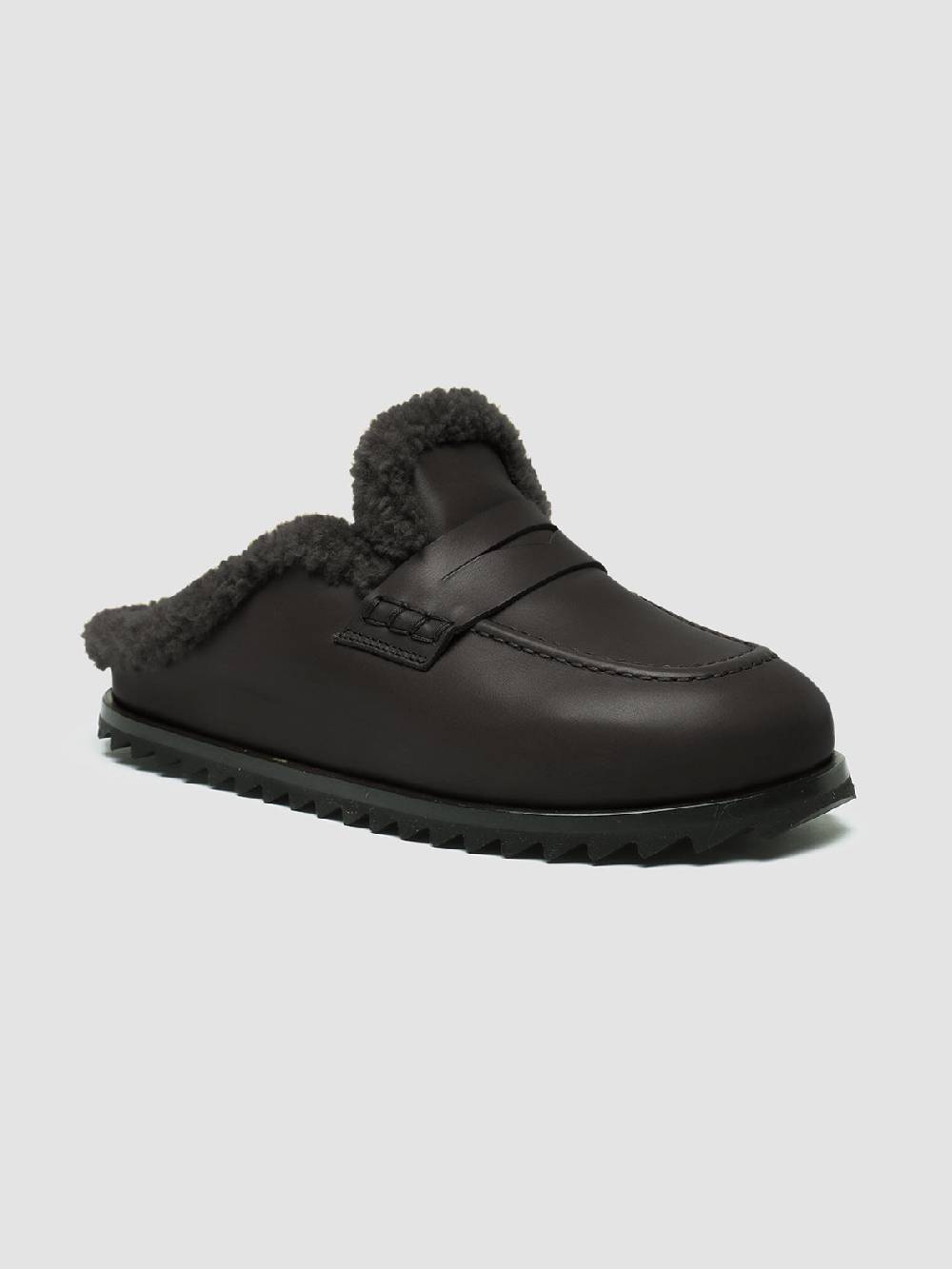 Officine Creative PELAGIE D’HIVER 007 Sabot in Pelle Marrone e Montone Consegna Veloce