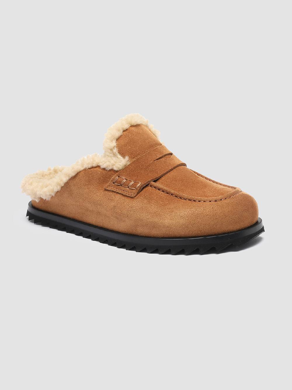 Officine Creative PELAGIE D’HIVER 007 Sabot in Pelle Scamosciata Marrone e montone Promozione Limitata