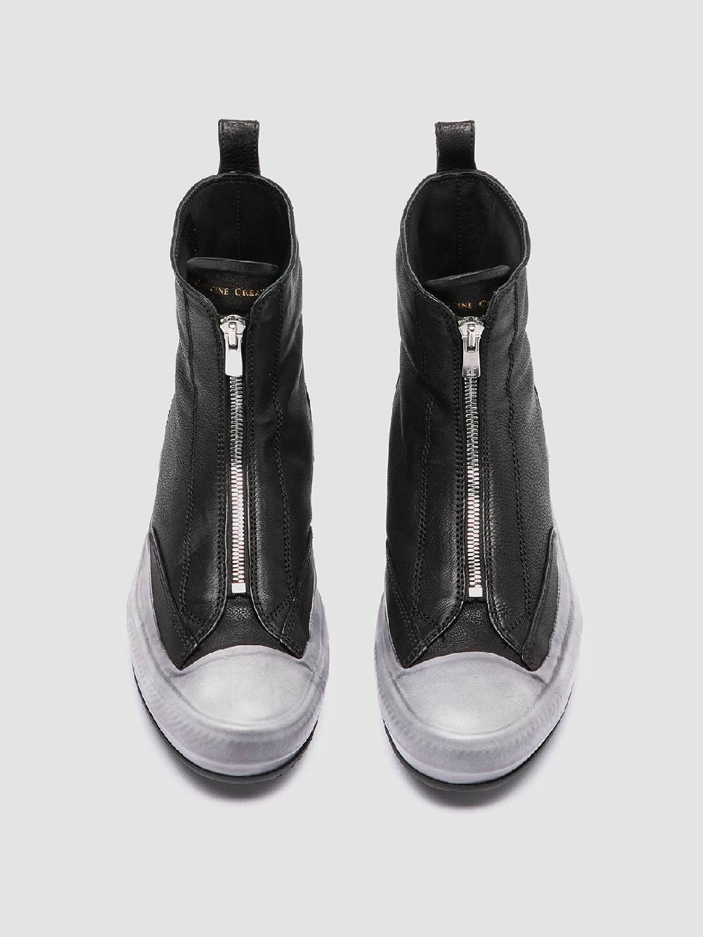 Officine Creative MES 109 Sneaker Alte in Pelle Nera Vendita Economica