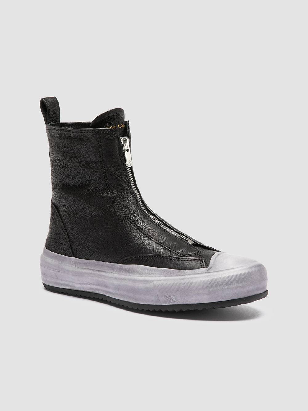 Officine Creative MES 109 Sneaker Alte in Pelle Nera Vendita Economica