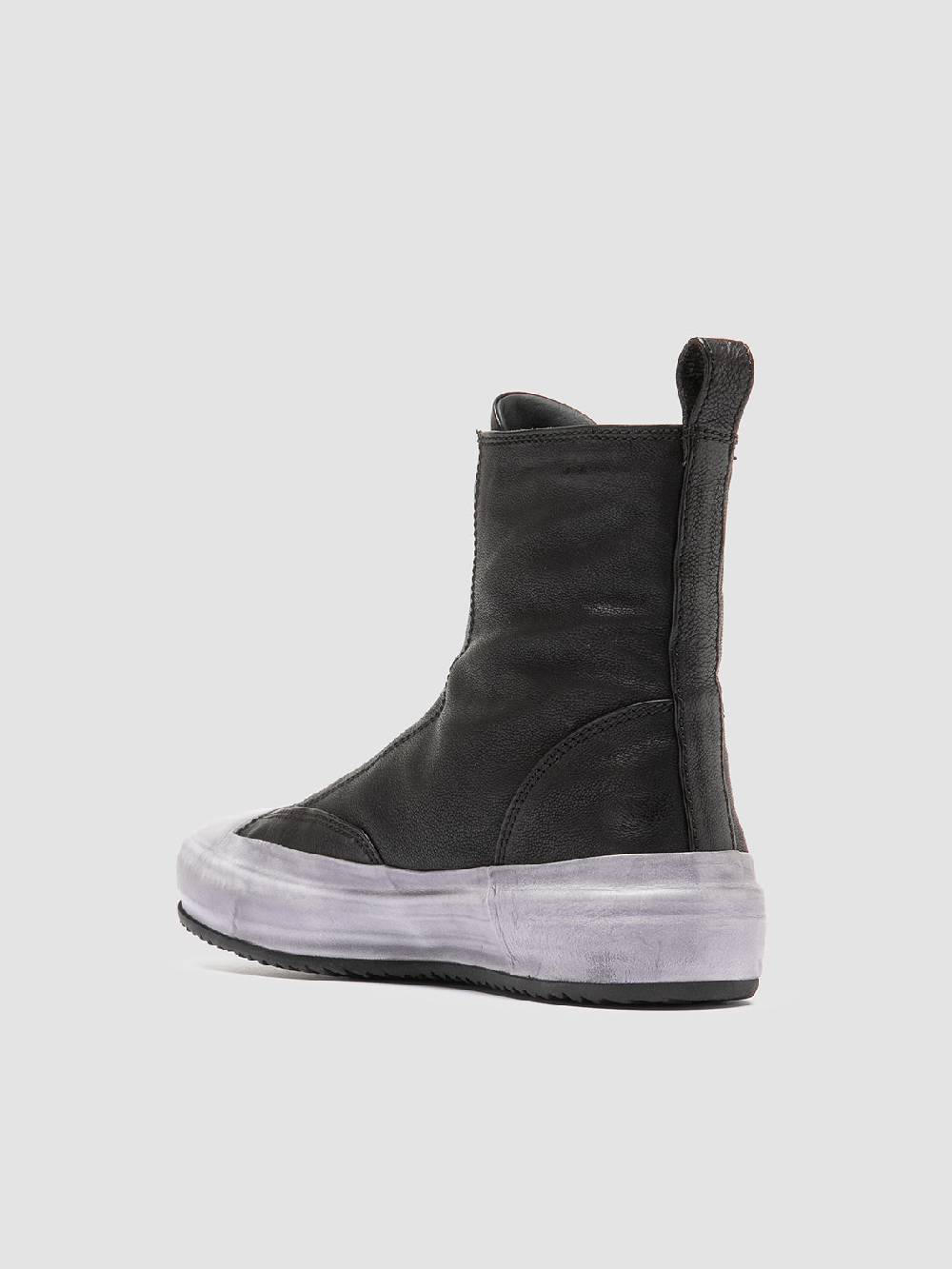 Officine Creative MES 109 Sneaker Alte in Pelle Nera Vendita Economica