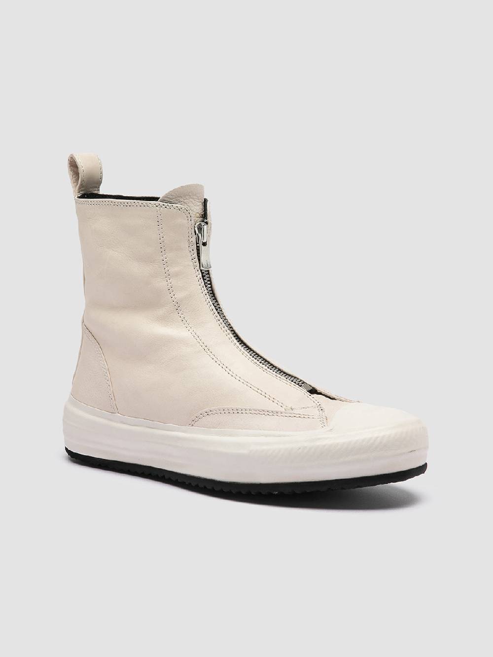 Officine Creative MES 109 Sneaker Alte in Pelle Avorio Saldi Di Fabbrica
