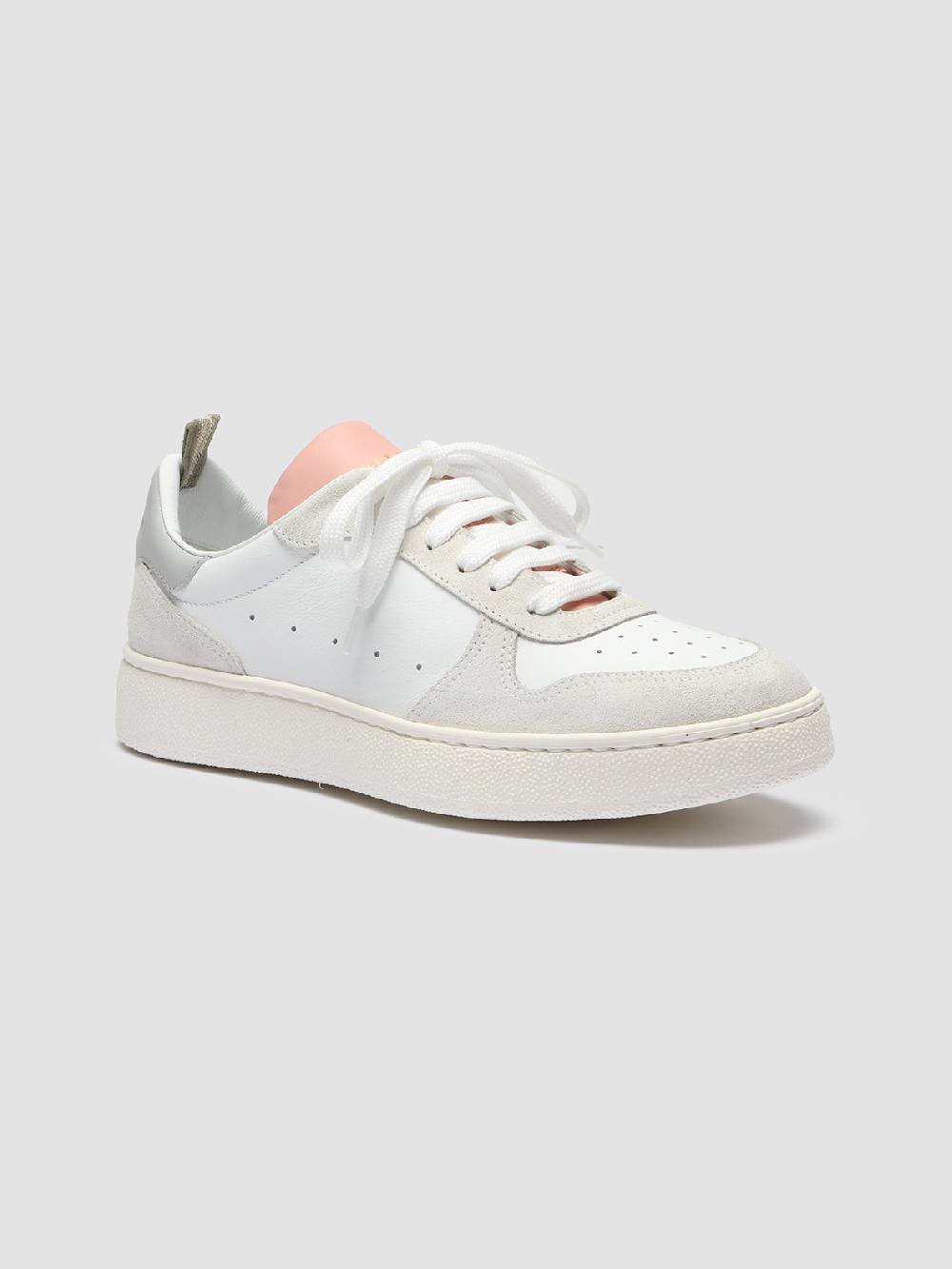 Officine Creative MOWER 110 Sneakers in Pelle Liscia e Scamosciata Bianca In Saldo