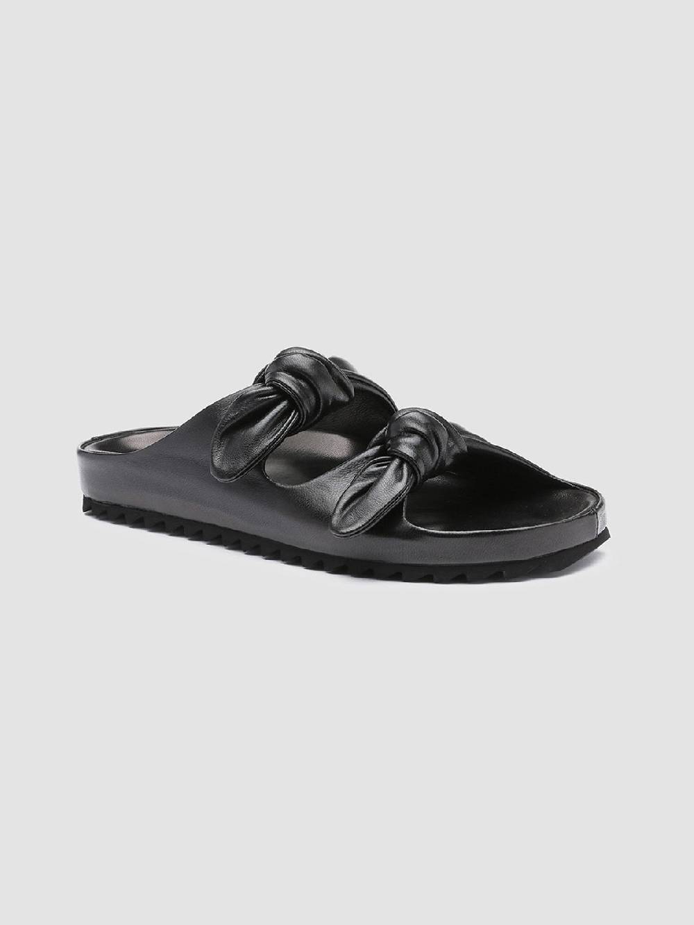 Officine Creative PELAGIE 010 Sandali in Pelle Intrecciata Nera Consegna Veloce