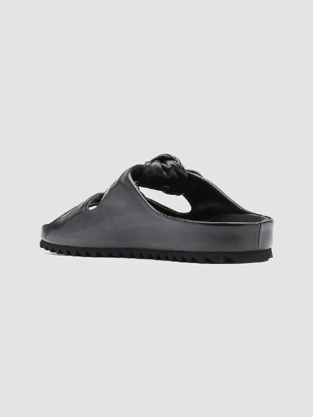 Officine Creative PELAGIE 010 Sandali in Pelle Intrecciata Nera Consegna Veloce