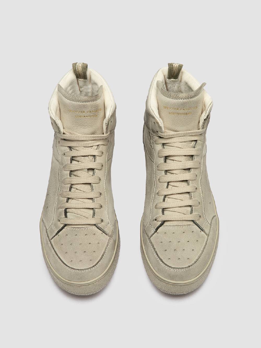 Officine Creative THE ANSWER 108 Sneaker Alte in Nabuk Bianco Sporco Economico
