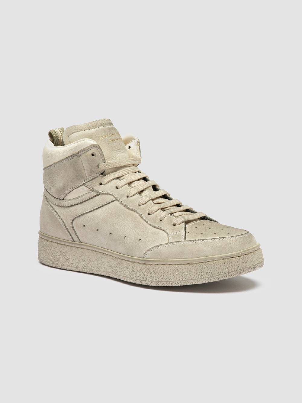 Officine Creative THE ANSWER 108 Sneaker Alte in Nabuk Bianco Sporco Economico