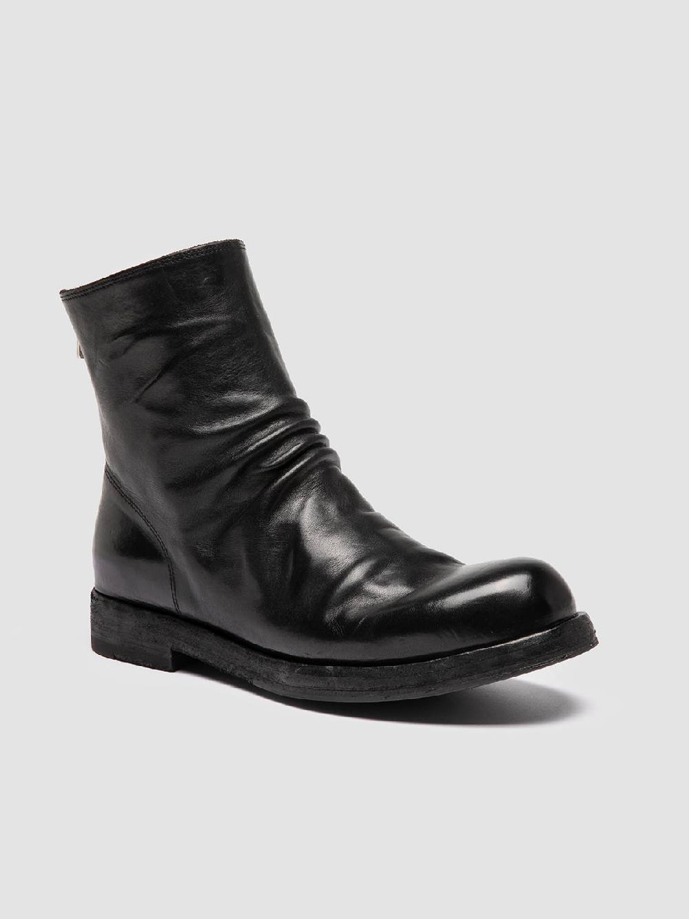 Officine Creative BULLA DD 303 Stivali con Zip in Pelle Nera In Vendita