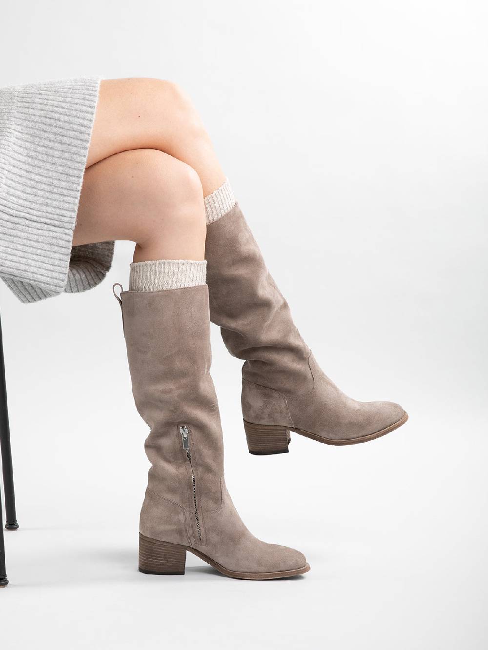 Officine Creative DENNER 116 Stivali Zip in Camoscio Grigio Offerta speciale della fabbrica