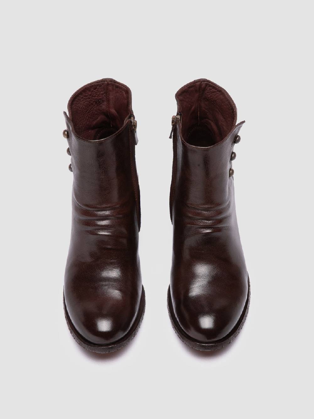 Officine Creative GODEAU 004 Stivali con Zip in Pelle Marrone Enormi sconti