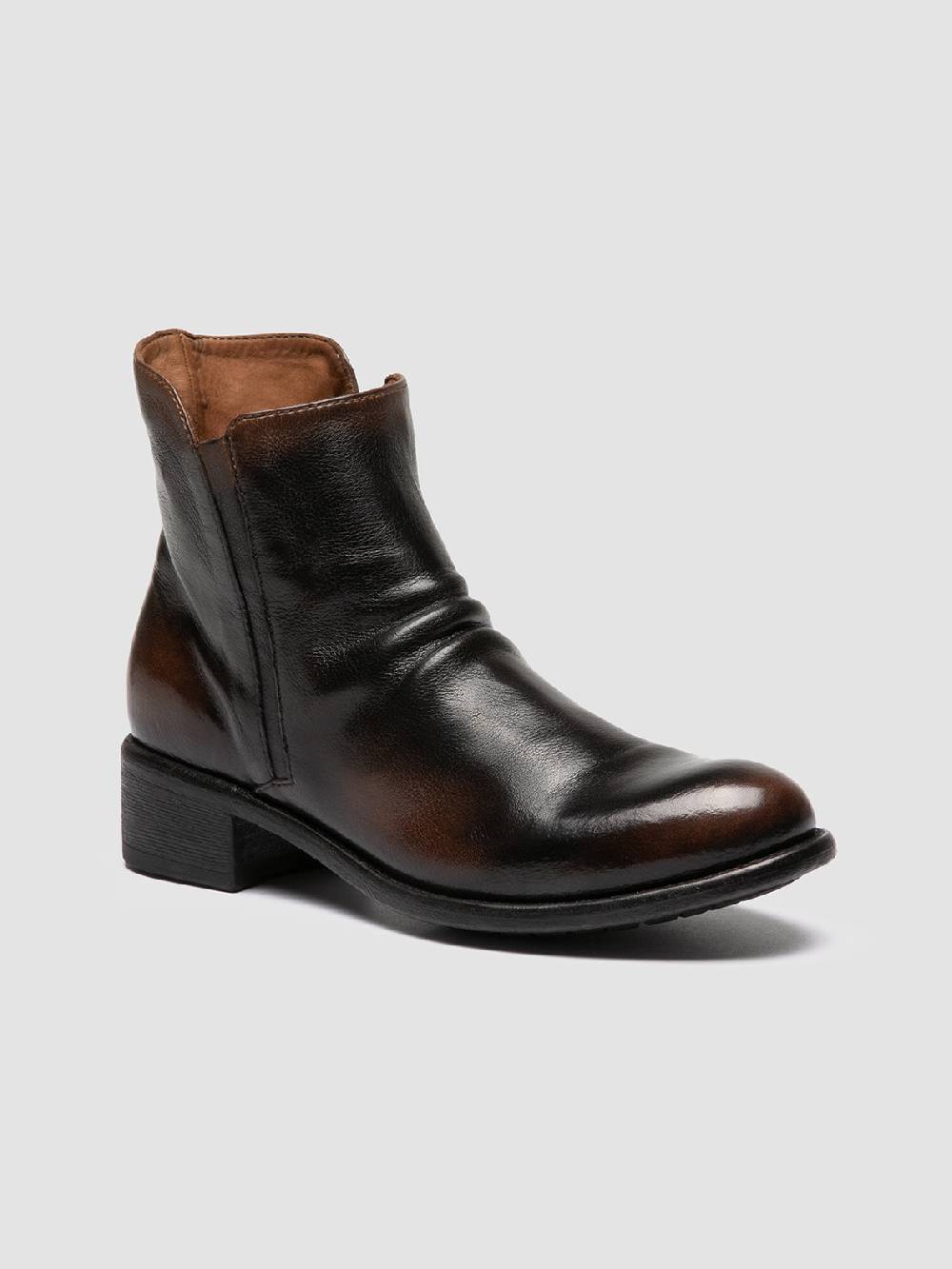 Officine Creative LIS 001 Stivali con Zip in Pelle Marrone In vendita