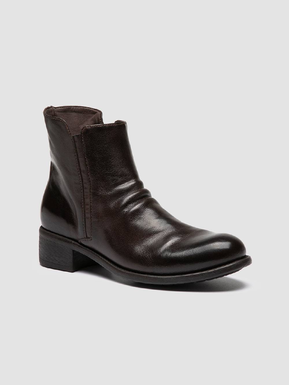 Officine Creative LIS 001 Stivali con Zip in Pelle Marrone Duty-free