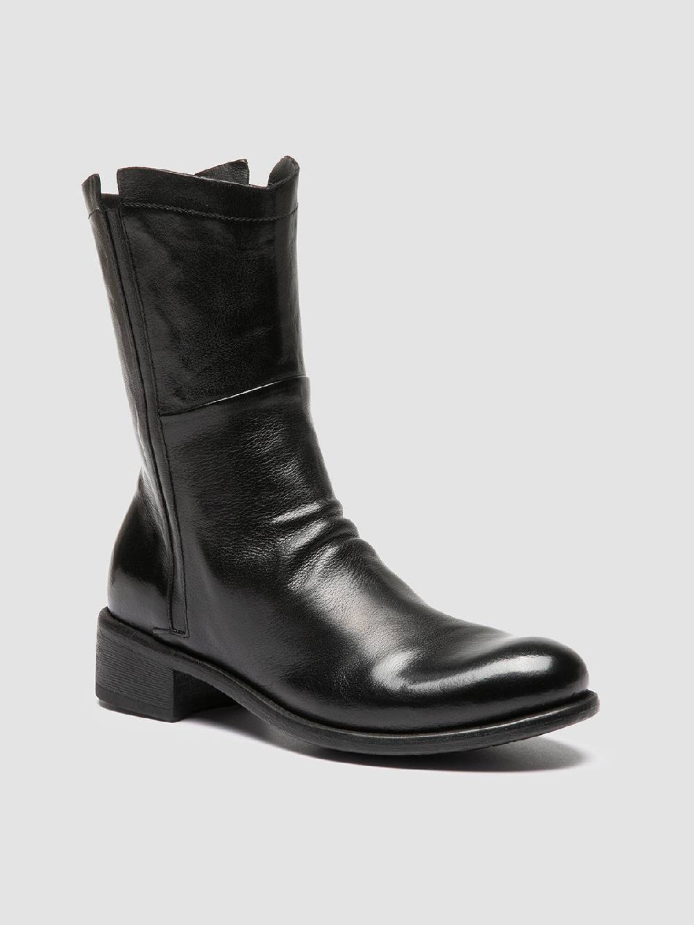 Officine Creative LIS 002 Stivali con Zip in Pelle Nera 50% di sconto per tempo limitato