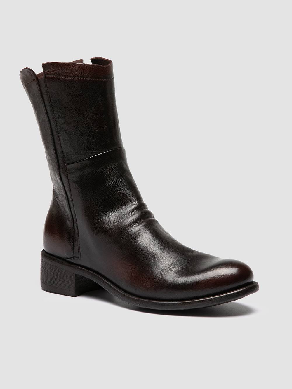 Officine Creative LIS 002 Stivali con Zip in Pelle Marrone Sconti questo mese