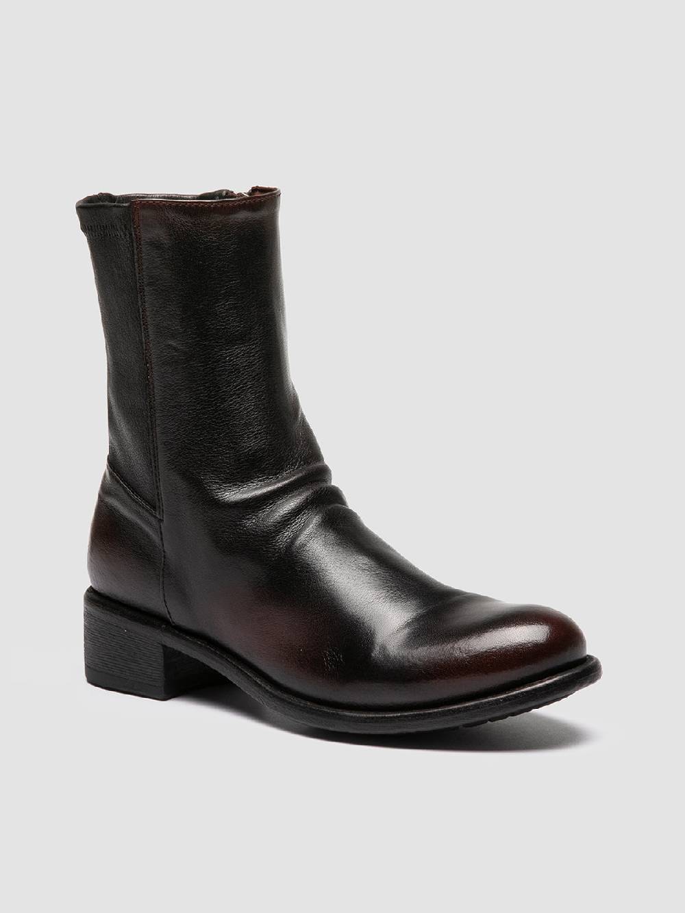 Officine Creative LIS 004 Stivali con Zip in Pelle Marrone Nuovo