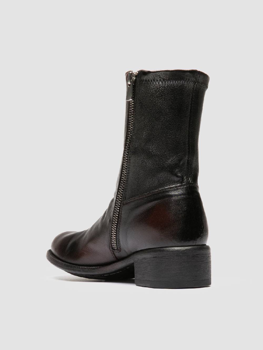 Officine Creative LIS 004 Stivali con Zip in Pelle Marrone Nuovo