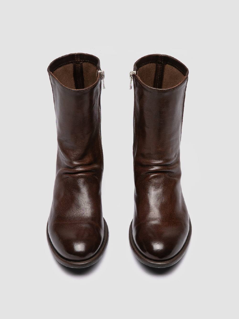 Officine Creative LIS 004 Stivali con Zip in Pelle Marrone Qualità