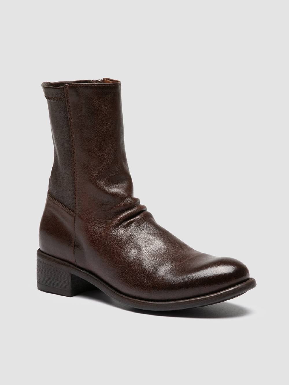 Officine Creative LIS 004 Stivali con Zip in Pelle Marrone Qualità