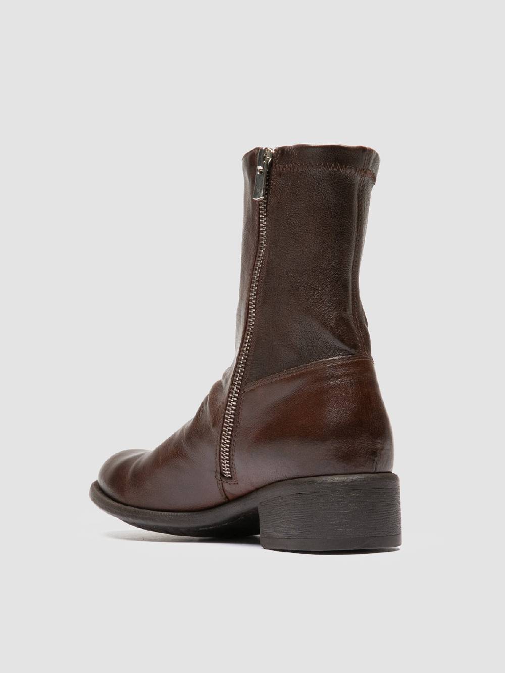 Officine Creative LIS 004 Stivali con Zip in Pelle Marrone Qualità