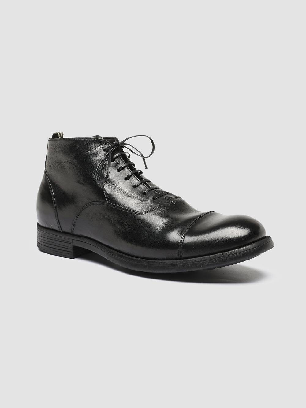 Officine Creative CHRONICLE 057 Stivali Stringati in Pelle Nera Vendita