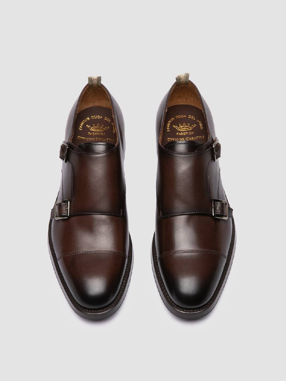 Officine Creative CONSULTANT 004 Monk Strap in Pelle Marrone Shopping Online