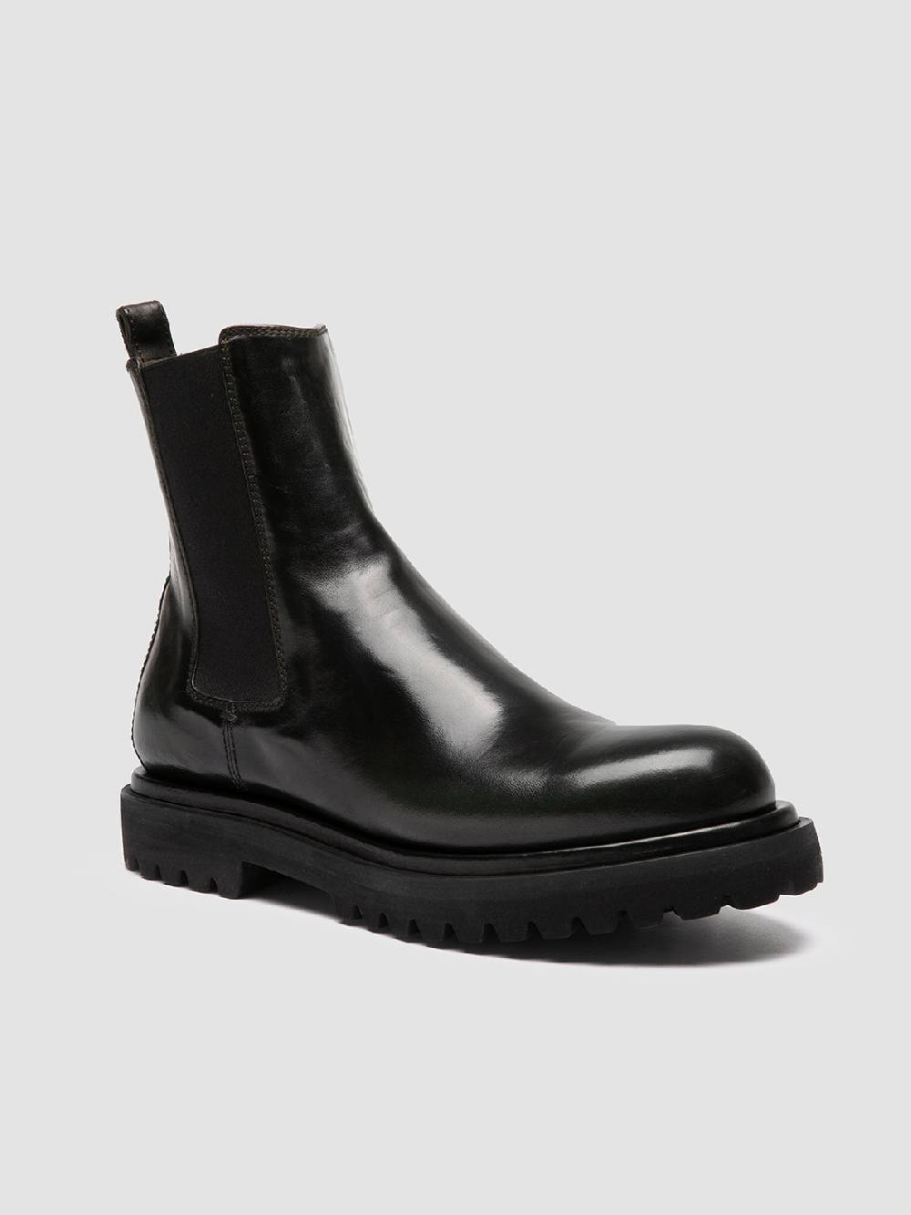 Officine Creative EVENTUAL DD 103 Stivaletti Chelsea in Pelle Verde Prezzo Ridotto