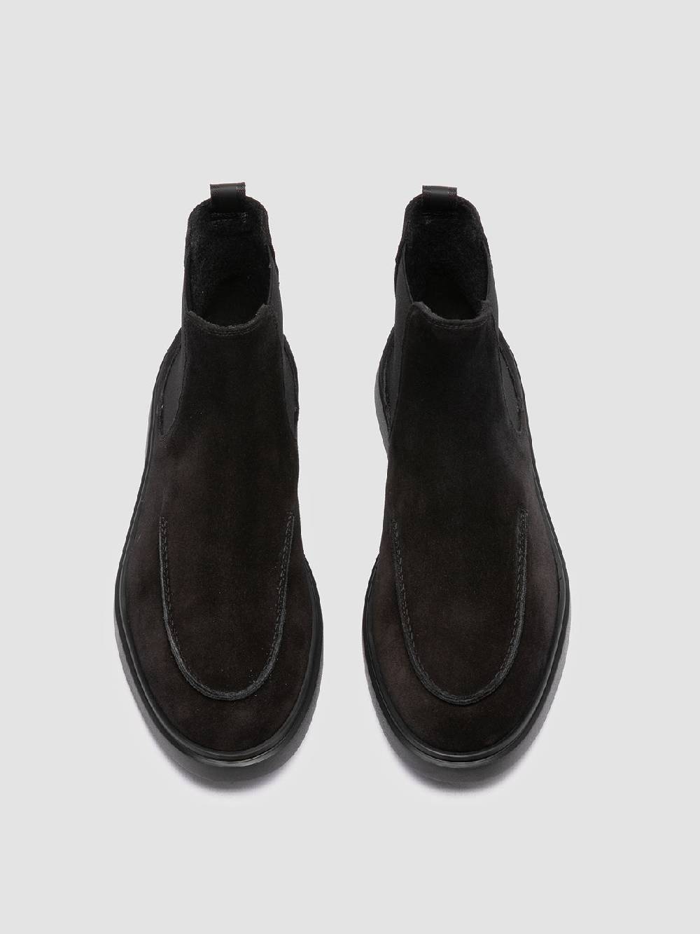 Officine Creative BONES 011 Stivaletti Chelsea in Pelle Scamosciata Nera Saldi