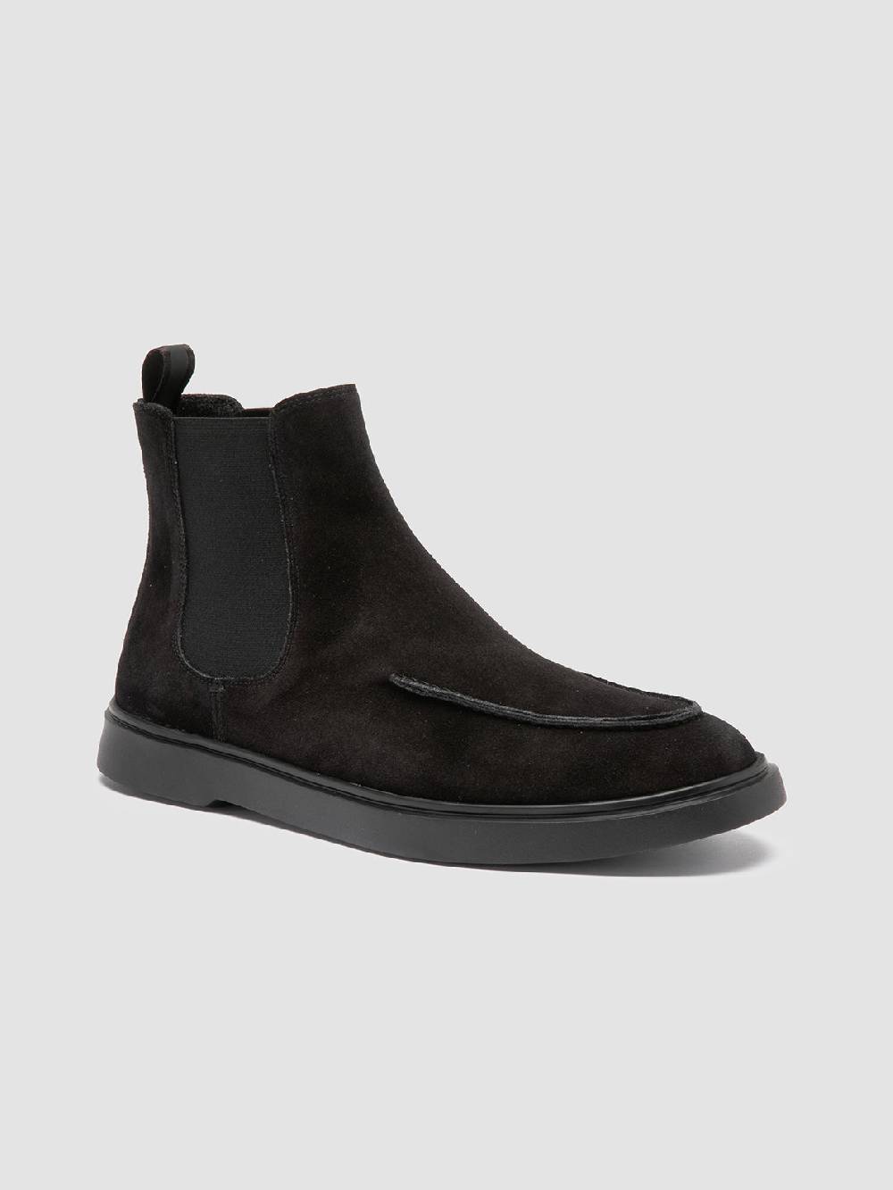 Officine Creative BONES 011 Stivaletti Chelsea in Pelle Scamosciata Nera Saldi
