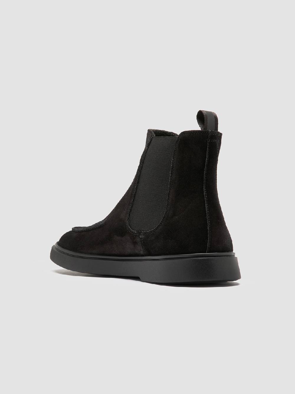 Officine Creative BONES 011 Stivaletti Chelsea in Pelle Scamosciata Nera Saldi