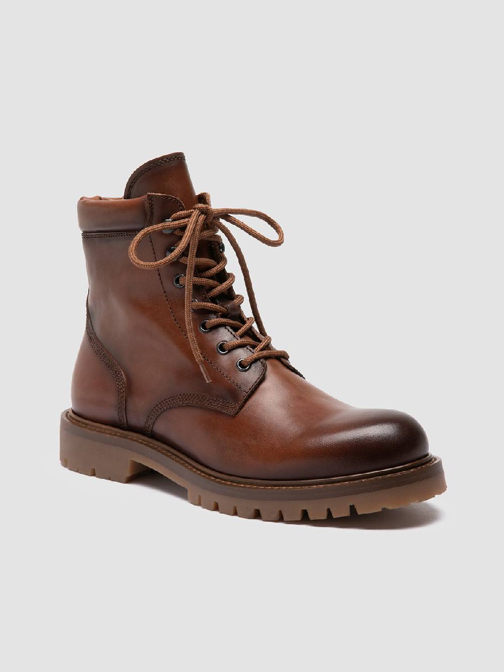 Officine Creative BOSS 002 Stivali Stringati in Pelle Marrone Offerte