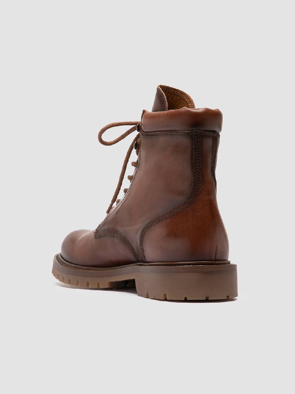 Officine Creative BOSS 002 Stivali Stringati in Pelle Marrone Offerte