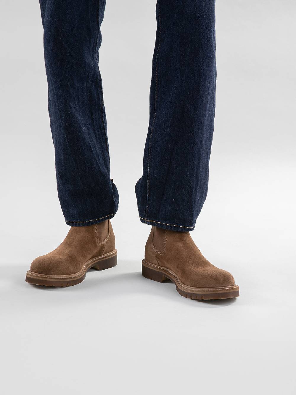 Officine Creative BOSS 004 Stivali Chelsea in Pelle Scamosciata Marrone Saldi Di Fabbrica