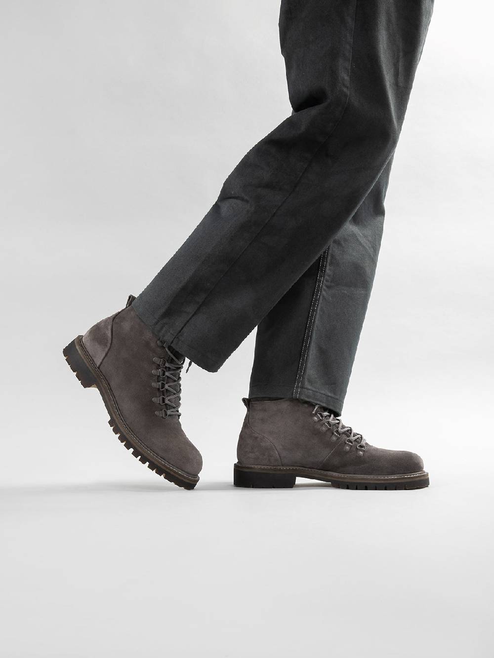 Officine Creative BOSS 006 Stivali Stringati in Camoscio Grigio I Più Venduti