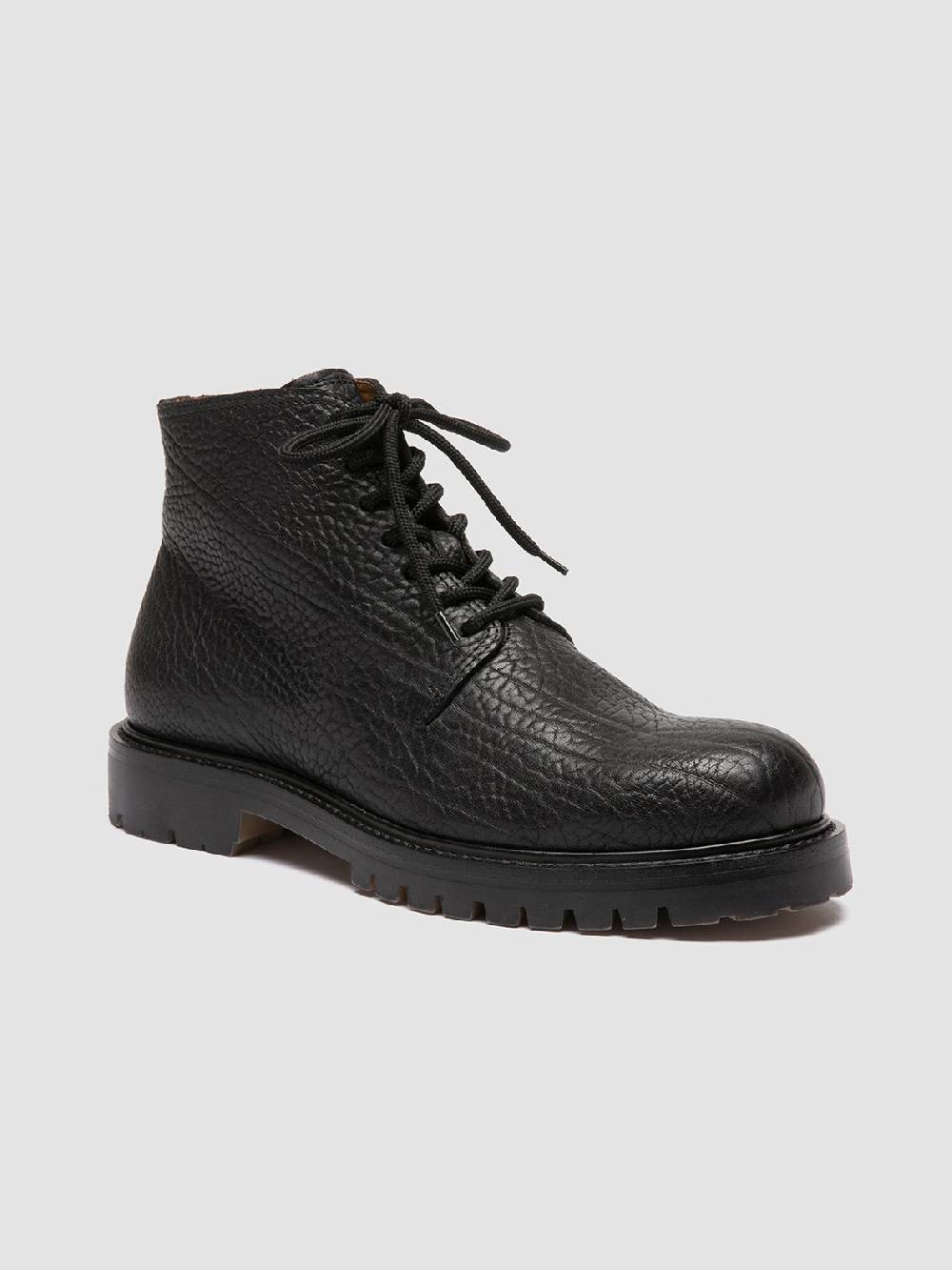 Officine Creative BOSS 011 Stivali Stringati in Pelle Nera Vendite Flash