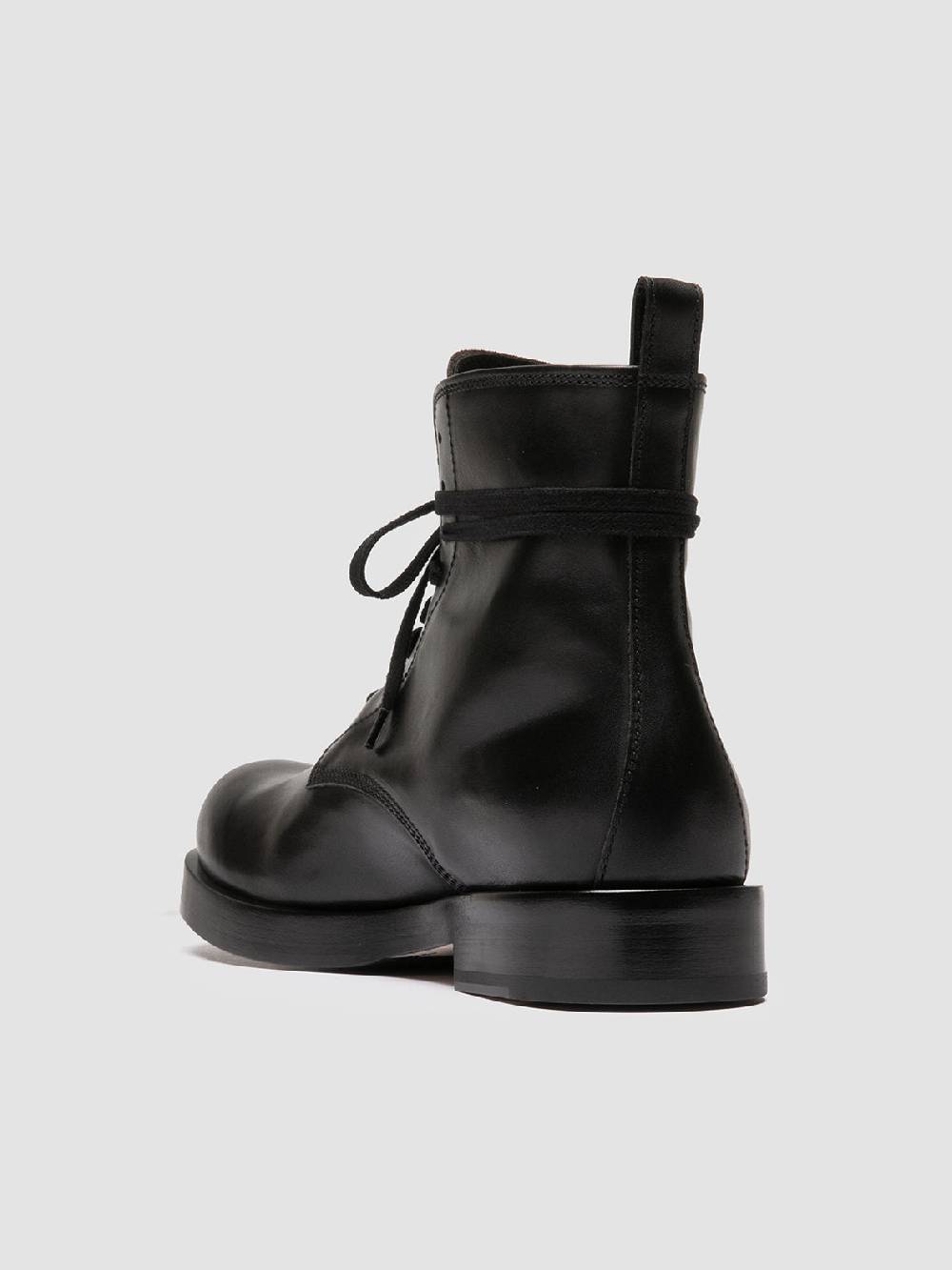 Officine Creative BULLA 002 Stivali Stringati in Pelle Nera Nuova