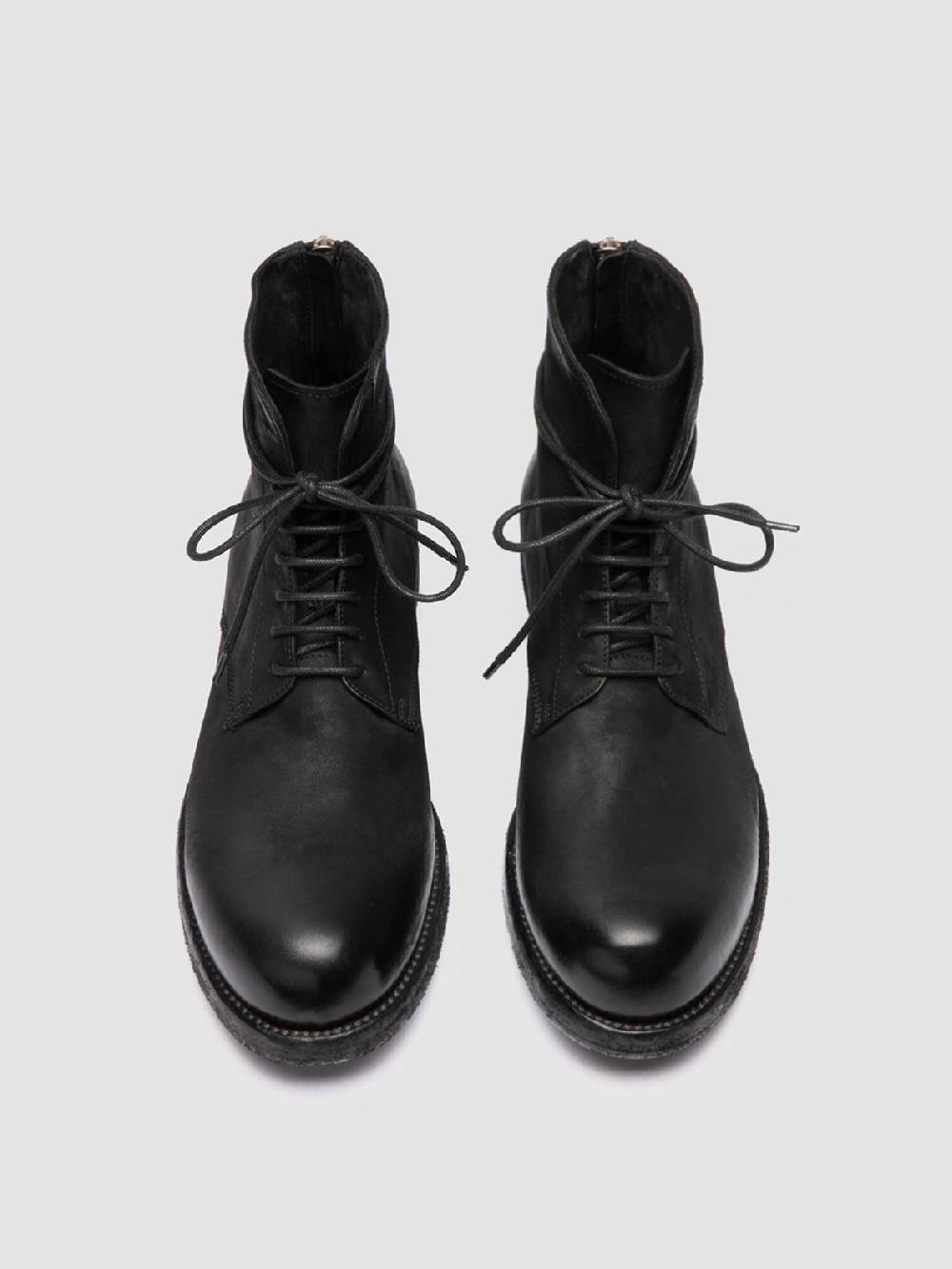 Officine Creative BULLA DD 102 Stivali Stringati in Pelle Nera Moda
