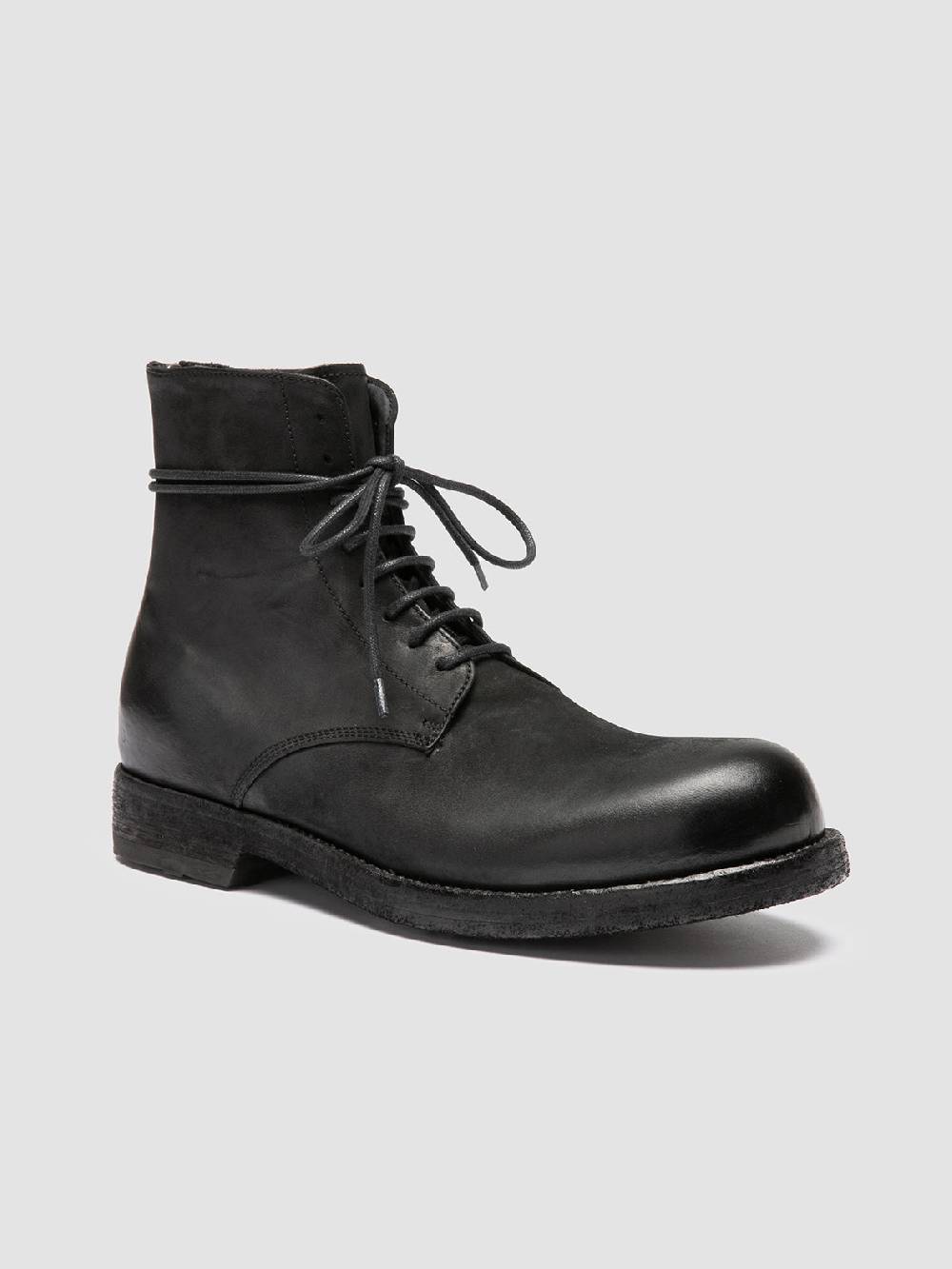 Officine Creative BULLA DD 102 Stivali Stringati in Pelle Nera Moda