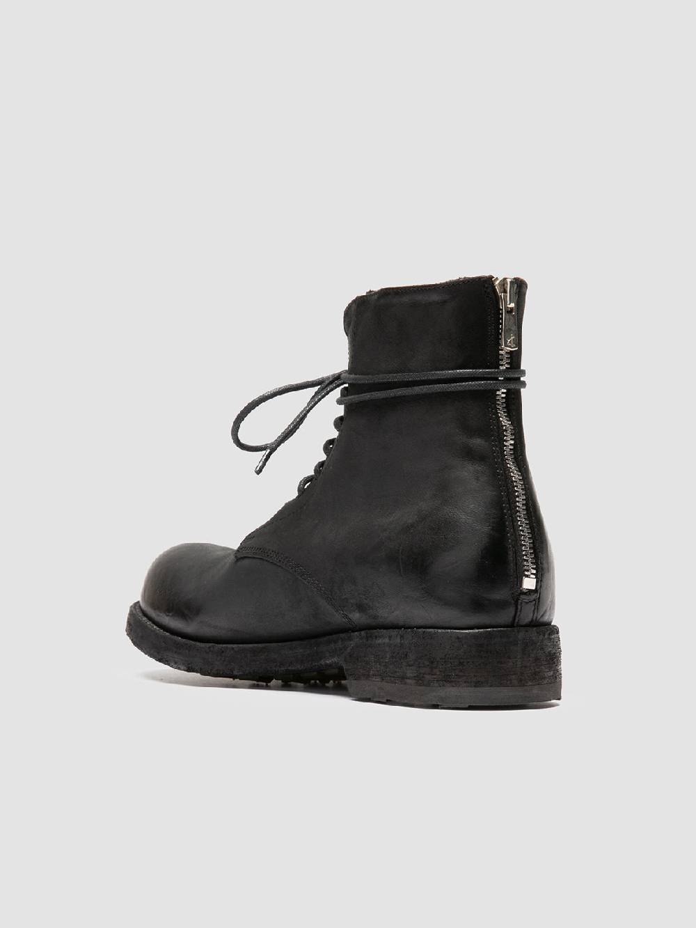Officine Creative BULLA DD 102 Stivali Stringati in Pelle Nera Moda