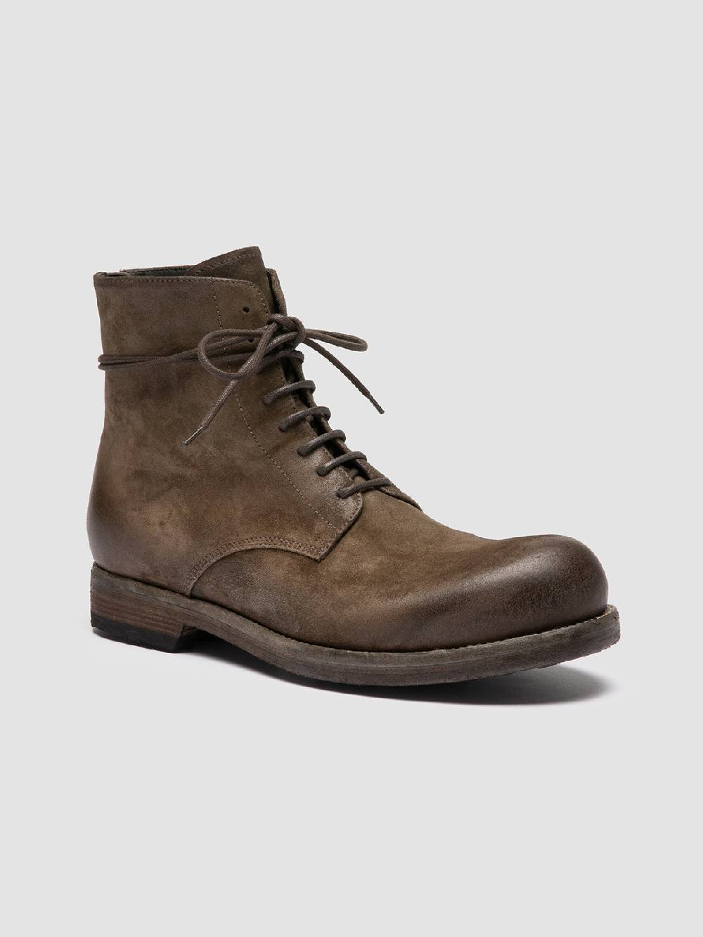 Officine Creative BULLA DD 102 Stivali Stringati in Pelle Scamosciata Verde Spedizione gratuita