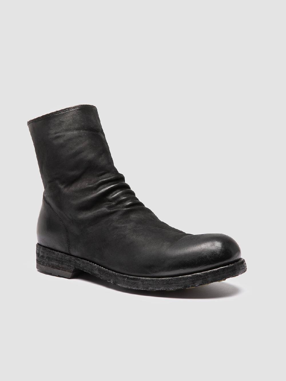 Officine Creative BULLA DD 103 Stivali con Zip in Pelle Nera Sconto di tempo limitato