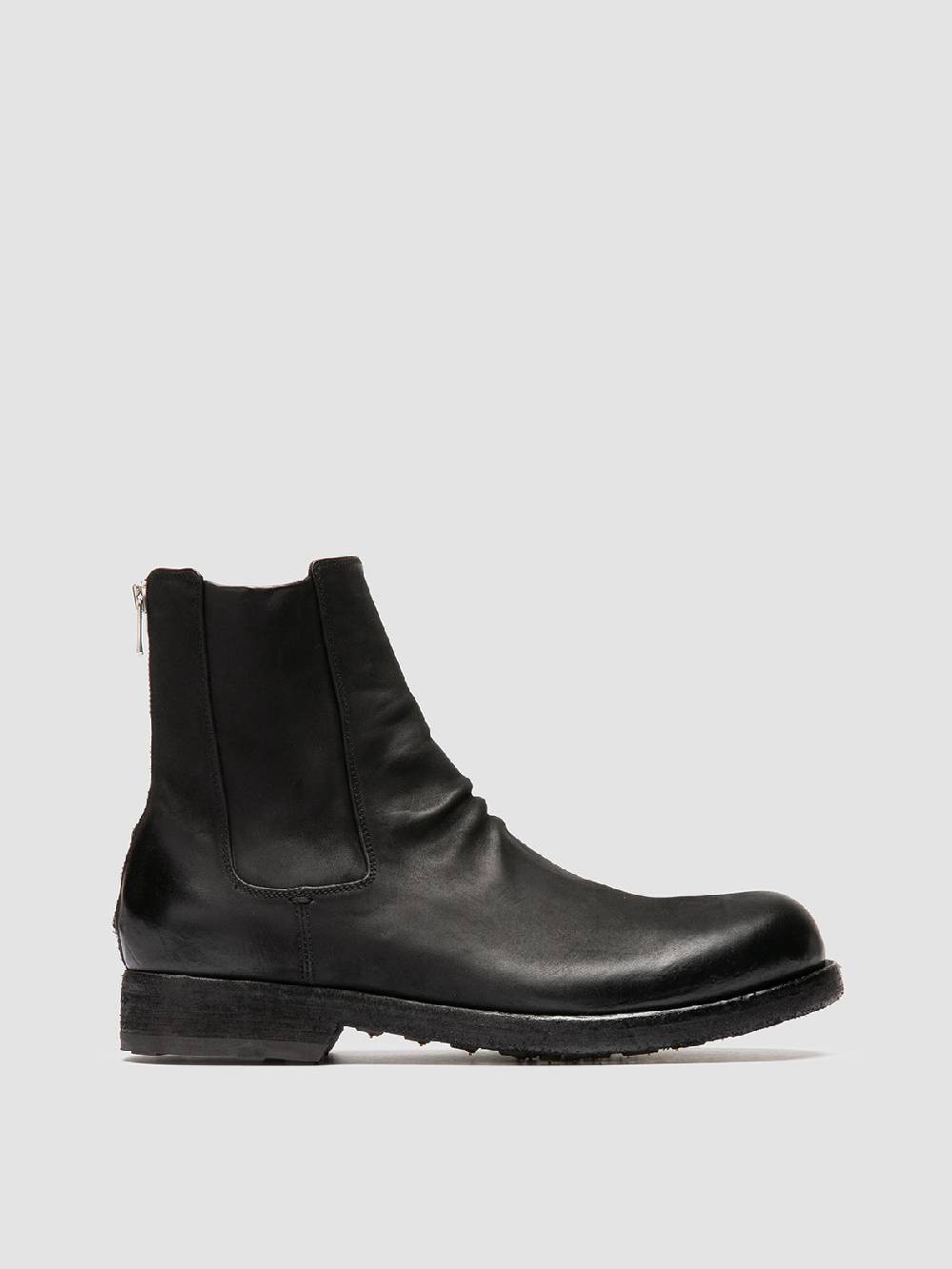 Officine Creative BULLA DD 104 Stivali con Zip in Pelle Nera Prezzo di fabbrica