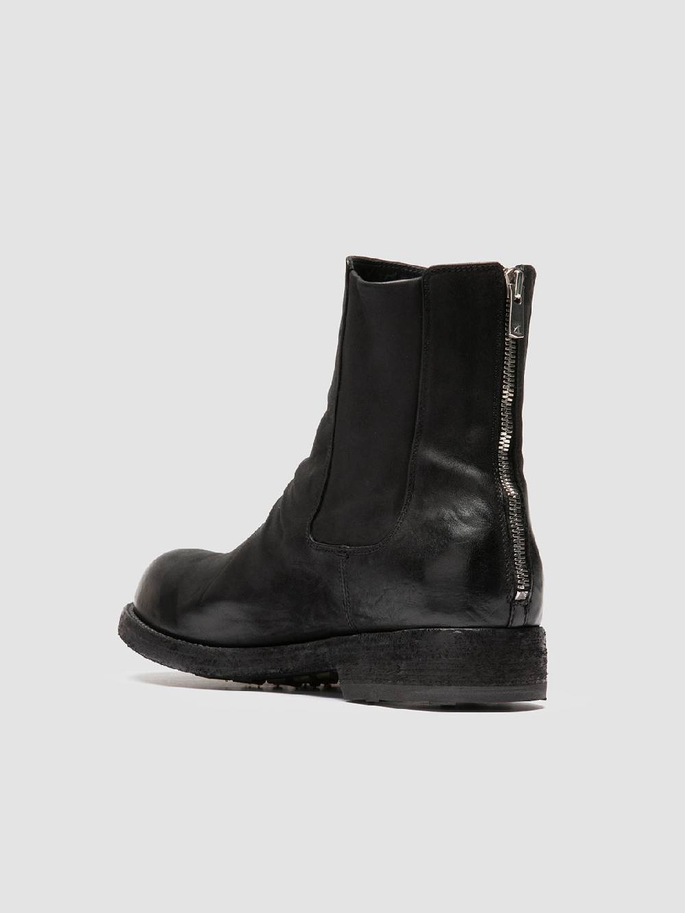 Officine Creative BULLA DD 104 Stivali con Zip in Pelle Nera Prezzo di fabbrica