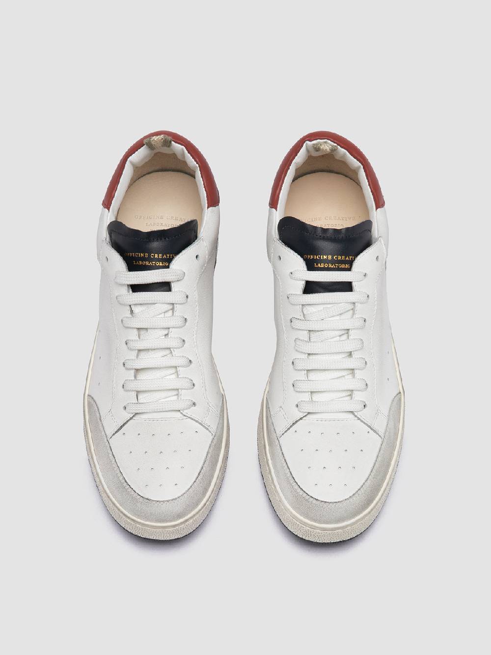Officine Creative THE ANSWER 001 Sneaker Basse in Camoscio e Pelle Bianca Online Outlet