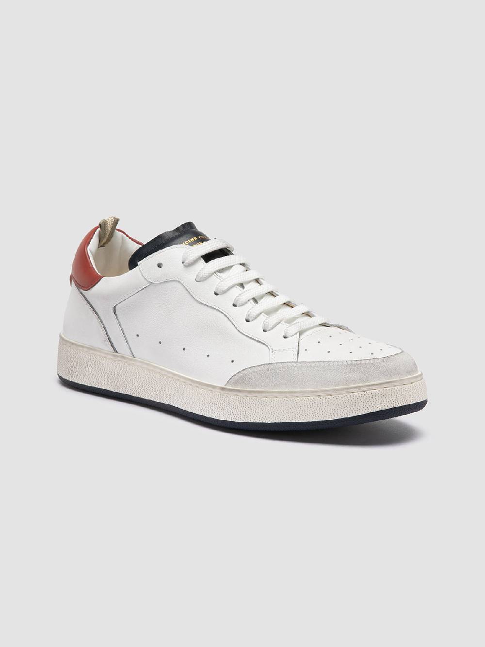 Officine Creative THE ANSWER 001 Sneaker Basse in Camoscio e Pelle Bianca Online Outlet