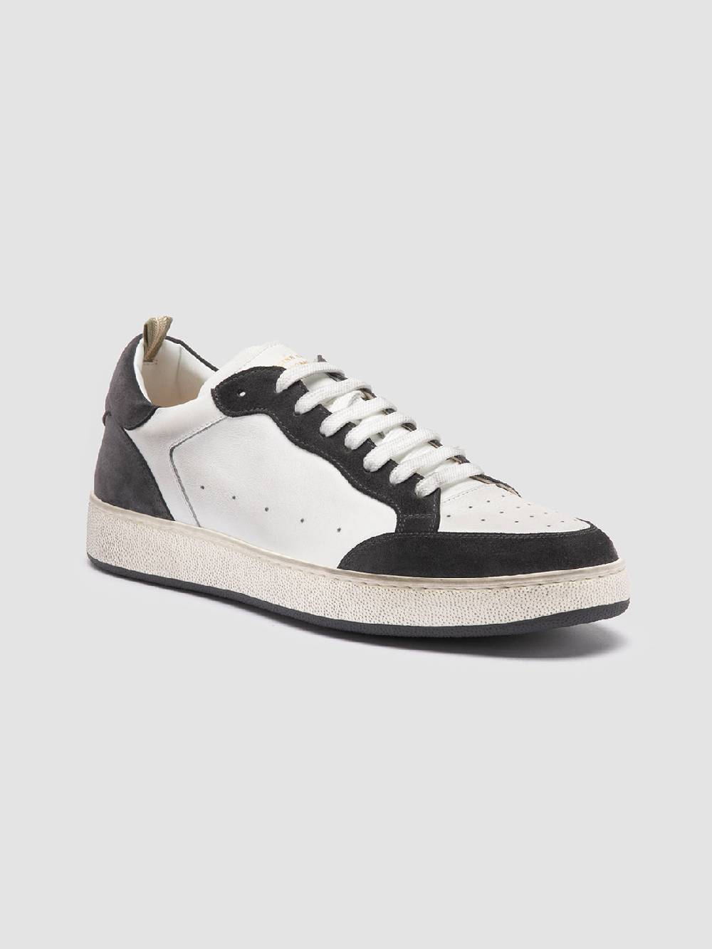 Officine Creative THE ANSWER 001 Sneaker Basse in Camoscio e Pelle Bianca Offerta temporanea