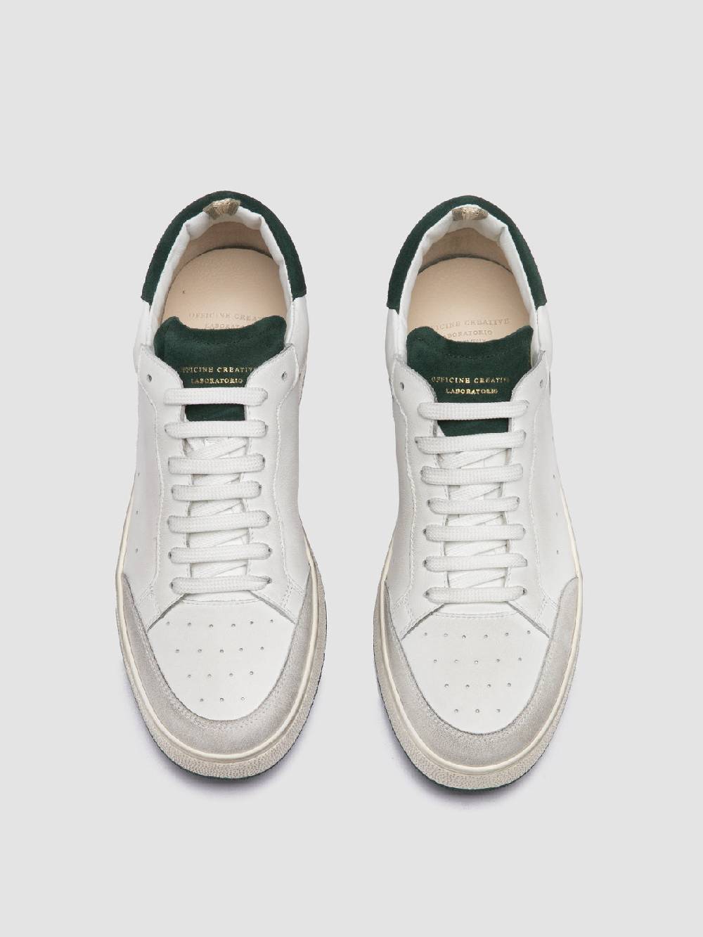 Officine Creative THE ANSWER 001 Sneaker Basse in Camoscio e Pelle Bianca Offerte esclusive