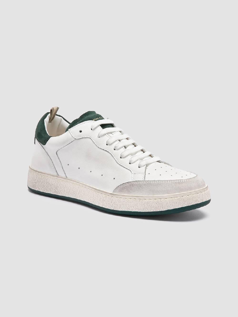 Officine Creative THE ANSWER 001 Sneaker Basse in Camoscio e Pelle Bianca Offerte esclusive