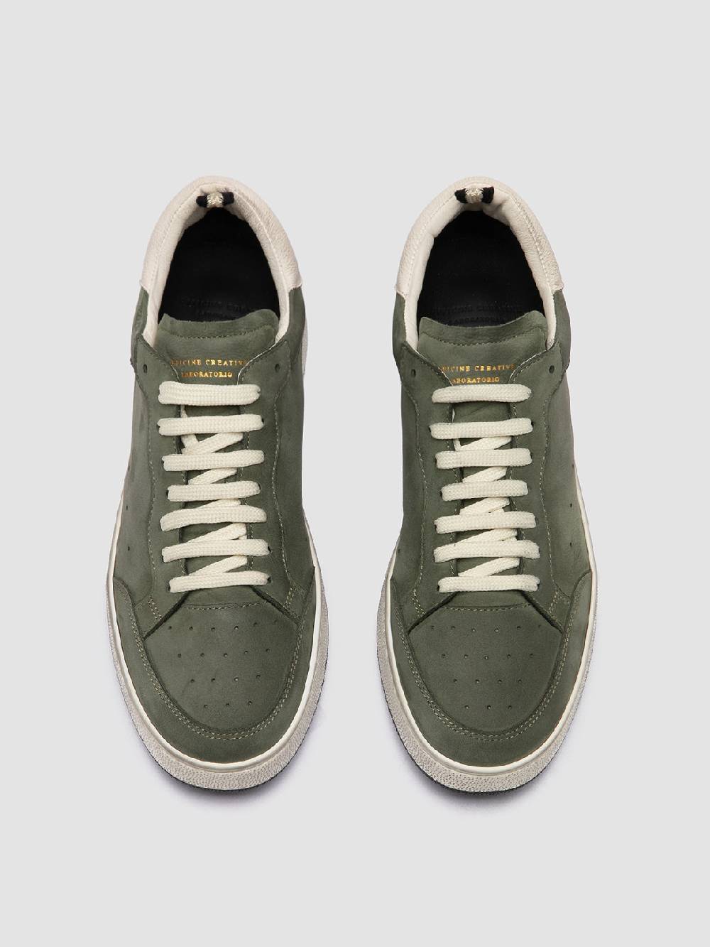 Officine Creative THE ANSWER 002 Sneaker Basse in Camoscio e Pelle Verde Grandi sconti